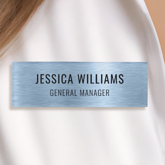 Luxury Faux Brushed Blue Steel Professional Modern 名札