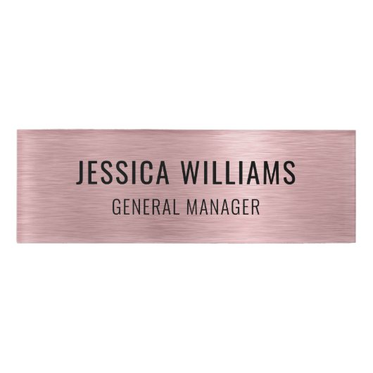 Luxury Faux Brushed Blush Pink Professional Modern 名札 (正面)