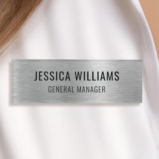 Luxury Faux Brushed Silver Professional Modern 名札