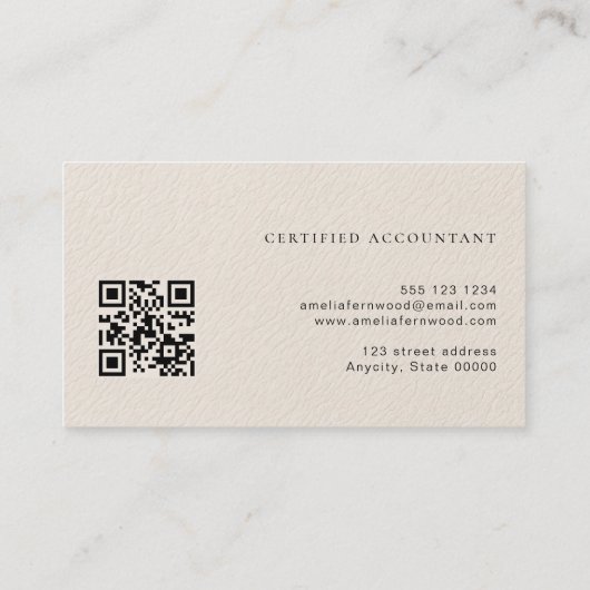 Luxury Faux Leather Certified Accountant QR Code 名刺 (裏面)
