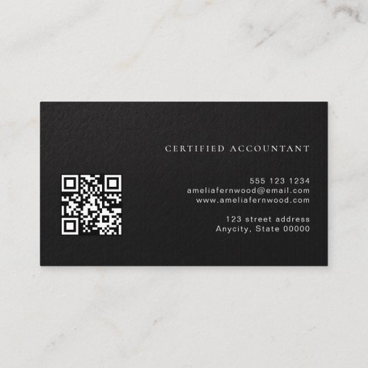 Luxury Faux Leather Certified Accountant QR Code 名刺 (裏面)