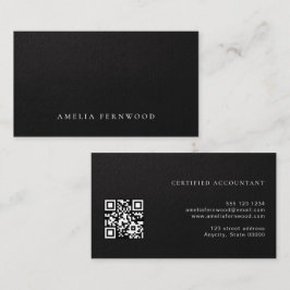 Luxury Faux Leather Certified Accountant QR Code 名刺
