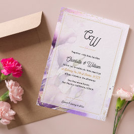 Luxury Faux Vellum Monogram Floral Wedding Invite 招待状