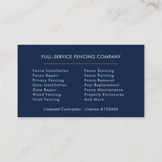 Luxury Fencing Repair Service 名刺 (裏面)