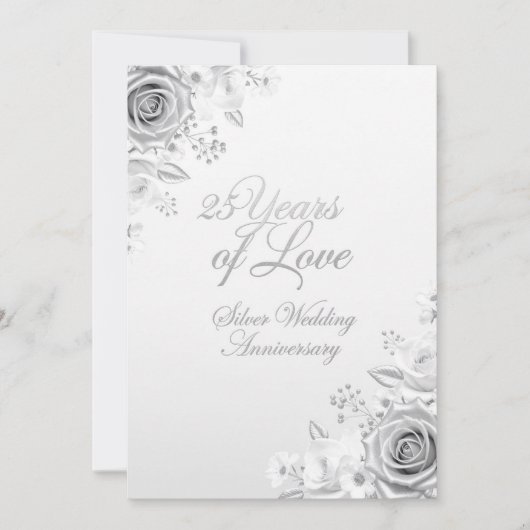 Luxury Floral 25th Wedding Anniversary Card シーズンカード (正面)