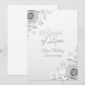 Luxury Floral 25th Wedding Anniversary Card シーズンカード (正面/裏面)