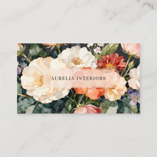 Luxury Floral Arch Photo Stylish Interior Designer 名刺 (裏面)