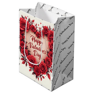 Luxury Floral Beautiful Love Modern Collection ミディアムペーパーバッグ