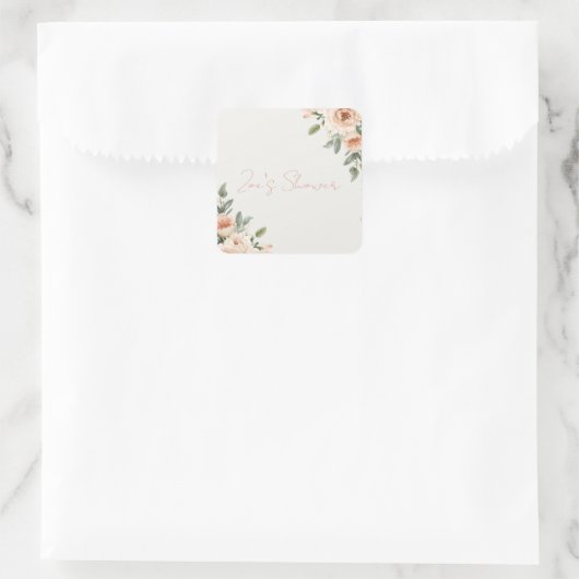 Luxury Floral Bridal Shower Envelope Seal | Blush スクエアシール (バッグ)