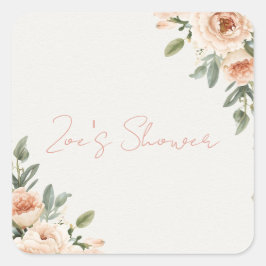 Luxury Floral Bridal Shower Envelope Seal | Blush スクエアシール