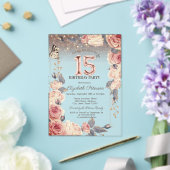 Luxury Floral,Butterfly,Lights 15th Birthday アクリル招待状 (インサイチュ (ウェディング))