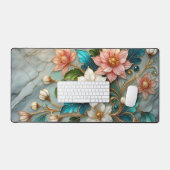 Luxury Floral Desk Mat Marble Style Desk Pad デスクマット (キーボード&マウス)