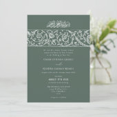 Luxury Floral Dusty Green Islamic Muslim Wedding 招待状 (スタンド正面)