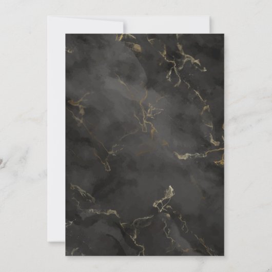 Luxury Floral Gold Black Marble Islamic Wedding 招待状 (裏面)