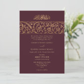 Luxury Floral Gold Red Maroon Islamic Wedding 招待状 (スタンド正面)