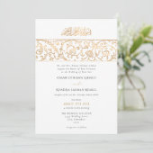 Luxury Floral Gold & White Islamic Muslim Wedding 招待状 (スタンド正面)