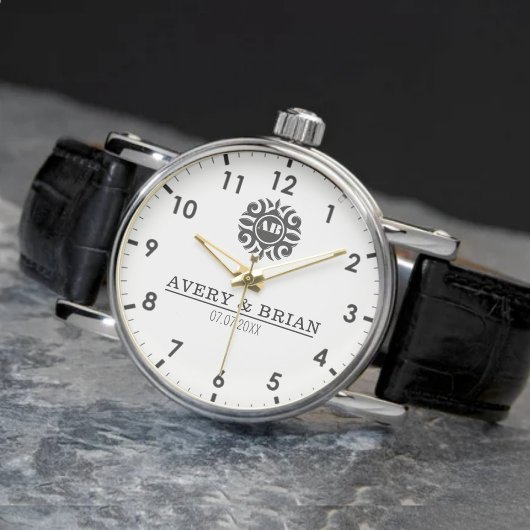 Luxury Floral Monogram Letters with Couple's Names 腕時計