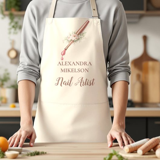 Luxury Floral Nail Artist Business エプロン