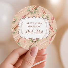 Luxury Floral Nail Artist Business ラウンドシール