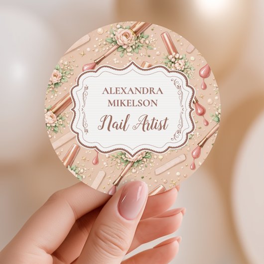 Luxury Floral Nail Artist Business ラウンドシール