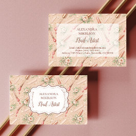 Luxury Floral Nail Artist Business 名刺