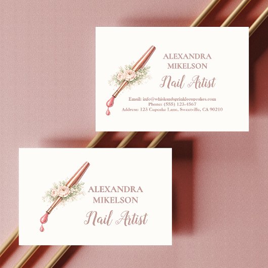 Luxury Floral Nail Artist Business 名刺