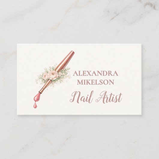 Luxury Floral Nail Artist Business 名刺 (正面)