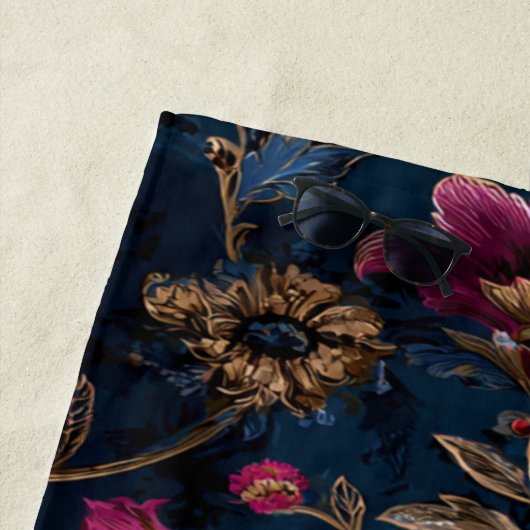 Luxury Floral Vintage Royal ビーチタオル (インサイチュ)