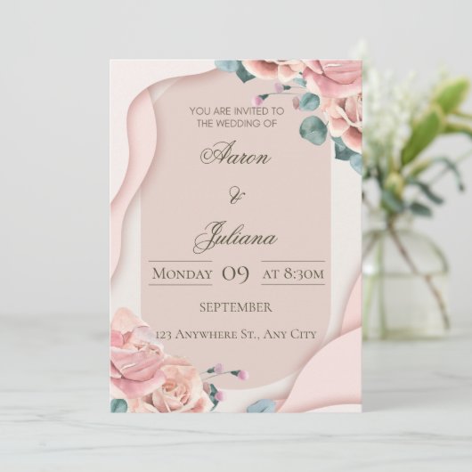 Luxury Floral Wedding Invitation 招待状 (スタンド正面)