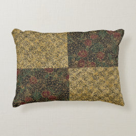 Luxury Flowers and Gold Pattern ,Gold Black Red  アクセントクッション