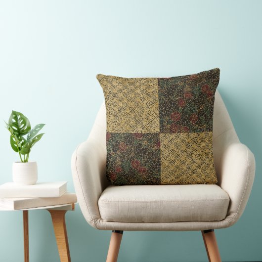 Luxury Flowers and Gold Pattern ,Gold Black Red  クッション (椅子)