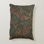 Luxury Flowers Pattern,Gold Black Red Green アクセントクッション (裏面(縦))