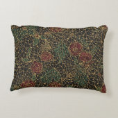 Luxury Flowers Pattern,Gold Black Red Green アクセントクッション (裏面)