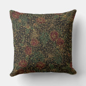 Luxury Flowers Pattern,Gold Black Red Green クッション (裏面)