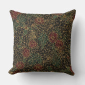 Luxury Flowers Pattern,Gold Black Red Green クッション (正面)