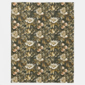 Luxury Foliage Blanket Elegant Green Gold Tones フリースブランケット (正面)