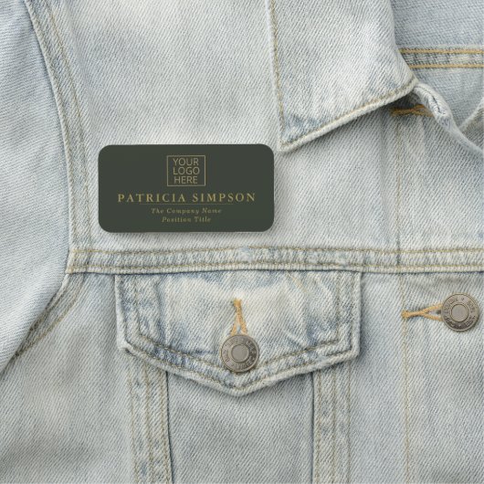 Luxury Forest Green & Golden Accent：ロゴ 名札 (インサイチュ)