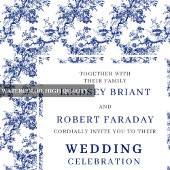 Luxury French Toile de Jouy Blue Wedding Invite 招待状