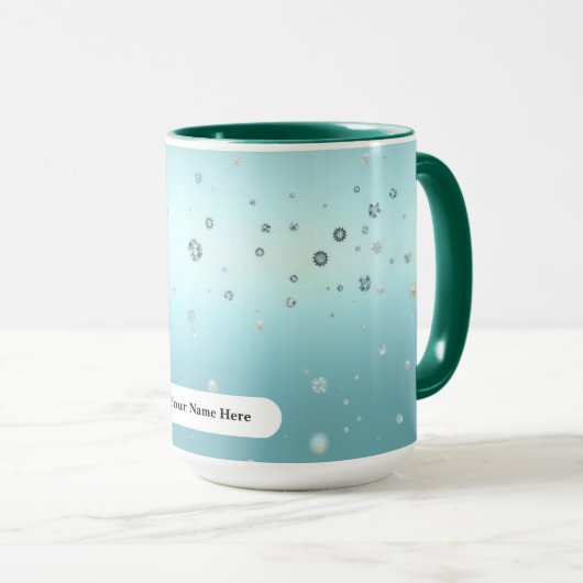 Luxury Frosty Green Azure Bronze Dew Dots マグカップ (正面右)