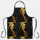Luxury Full Gold Swirl Black Kitchen Chef Christti エプロン (正面)