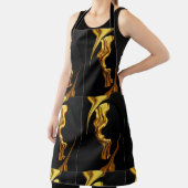 Luxury Full Gold Swirl Black Kitchen Chef Christti エプロン (インサイチュ)
