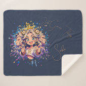 Luxury Gemini Name Sherpa Birthday Blanket シェルパブランケット (正面(横))