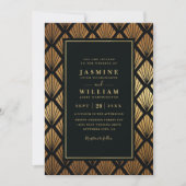 Luxury Geometric shells Elegant QR Code Wedding 招待状 (正面)