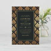 Luxury Geometric shells Elegant QR Code Wedding 招待状 (スタンド正面)