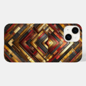 Luxury Geometric Wood Inlay Phone Case Red،gold Case-Mate iPhoneケース (裏面 (横))