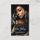 Luxury Glam Beauty Makeup Artist Black Gold Agate 名刺 (正面)