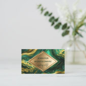 Luxury Glam Emerald Green and Gold Agate Marble 名刺 (スタンド正面)