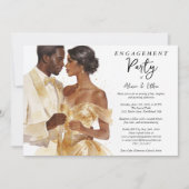 Luxury Glam Gold Couple Wedding Engagement TMF26 招待状 (正面)