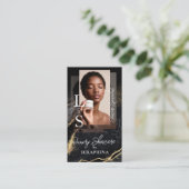 Luxury Glam Skincare Esthetician Black Gold Agate 名刺 (スタンド正面)