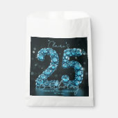 Luxury Glam Teal Blue 3D Bubble Gems 25th Birthday フェイバーバッグ (正面)